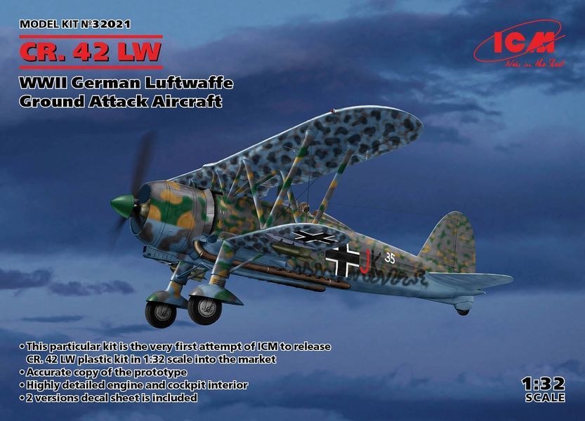 Сборная модель ICM 1/32 CR. 42 LW, Штурмовой самолет ВВС Германии II СВ 32021 ICM32021 фото