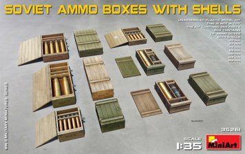 Радянські ящики для боєприпасів 1/35 (Soviet Ammo Boxes w/Shells) MiniArt 35261 , збірна модель Мініарт MA35261 фото