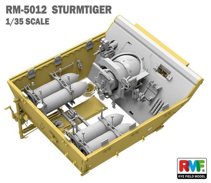 Сборная модель 1/35 немецкая самоходная артиллерийская установка Sturmtiger с интерьером и рабочими траками Rye Field Model RFM 5012 RM-5012 фото