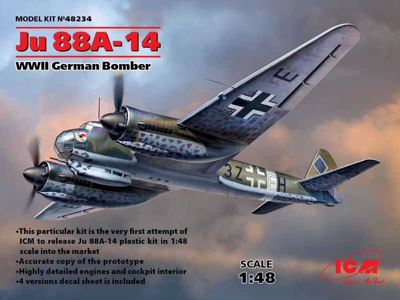 Збірна модель ICM 1/48 Ju 88A-14, Німецький бомбардувальник 2 Світової війни (48234) ICM48234 фото