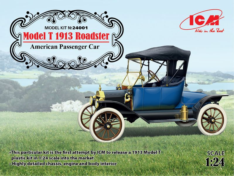 Сборная модель ICM 1/24 Model T Roadster 1913 г., американский пассажирский автомобиль 24001 ICM24001 фото