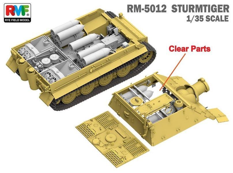 Сборная модель 1/35 немецкая самоходная артиллерийская установка Sturmtiger с интерьером и рабочими траками Rye Field Model RFM 5012 RM-5012 фото