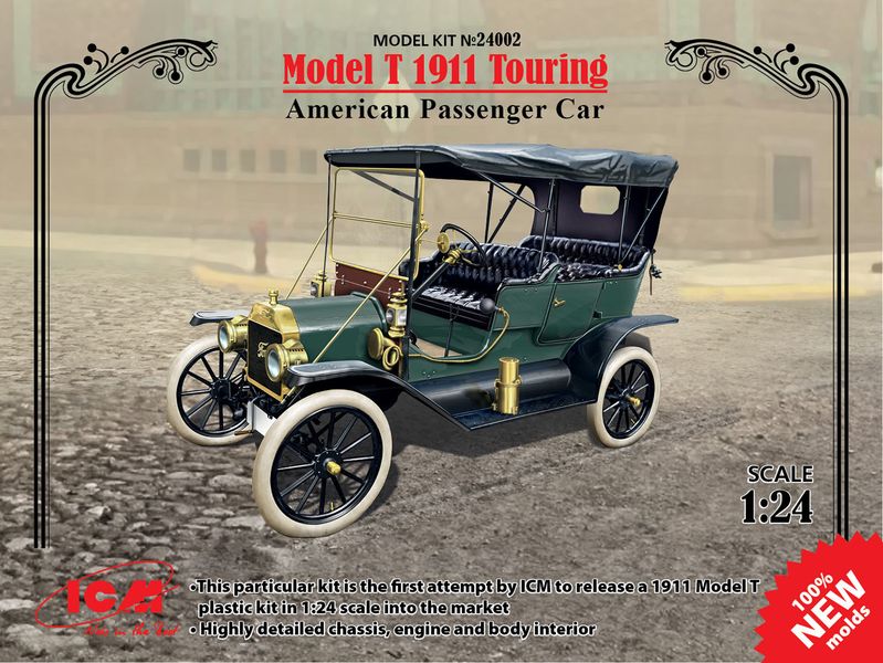 Сборная модель ICM 1/24 Model T Touring 1911 г., американский пассажирский автомобиль 24002 ICM24002 фото