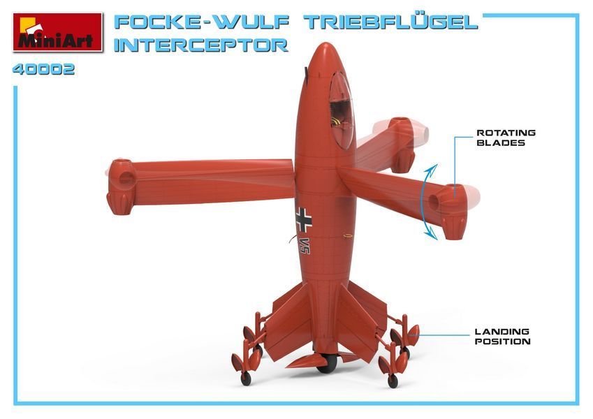 Німецький дослідний перехоплювач 1/35 Focke-Wulf Triebfl&uuml;gel MiniArt 40002 , збірна модель Трібфлюгель Мініарт MA40002 фото