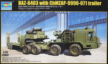 Седельний тягач з напівпричепом 1/35 БАЗ-6403 & ЧМЗАП-9990-071 Trumpeter 01086 , збірна модель тягач Трумпетер TR01086 фото