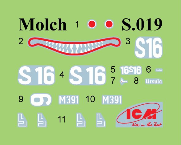 Сборная модель ICM - Подводная лодка типа "Мольх", немецкая мини-субмарина 2СВ (S.019) ICMS019 фото