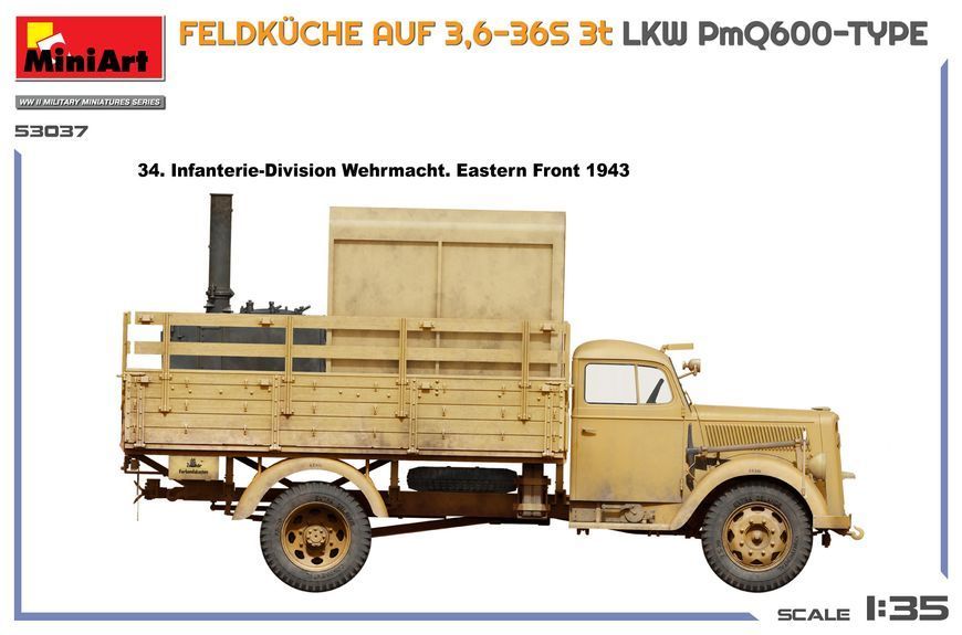 Немецкий грузовик с полевой кухней 1/35 Opel Blitz 3,6-36S Feldk&uuml;che MiniArt 53037 , сборная модель Миниарт MA53037 фото