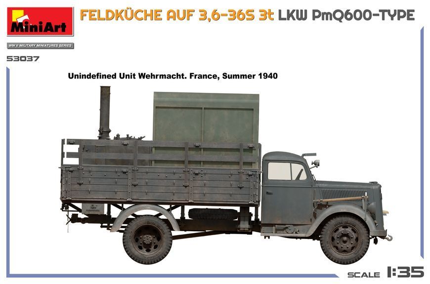 Немецкий грузовик с полевой кухней 1/35 Opel Blitz 3,6-36S Feldk&uuml;che MiniArt 53037 , сборная модель Миниарт MA53037 фото