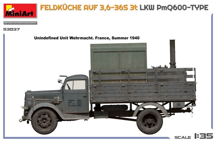 Немецкий грузовик с полевой кухней 1/35 Opel Blitz 3,6-36S Feldk&uuml;che MiniArt 53037 , сборная модель Миниарт MA53037 фото