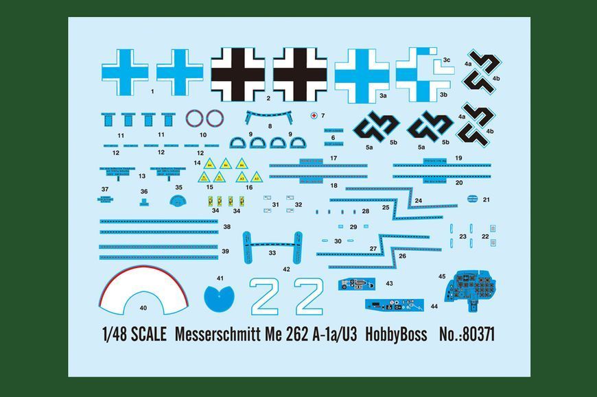 Німецький реактивний винищувач 1/48 Messerschmitt Me 262 A-1a/U3 HobbyBoss 80371 , збірна модель Мессершмідт HB80371 фото