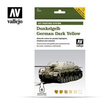 Набір акрилових фарб для аерографу Model Air Німецький Dunkelgrau Темний Жовтий (Dunkelgelb German Dark Yellow) 6 шт VAL 78401 VAL 78401 фото