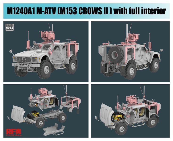 Американський бронеавтомобіль 1/35 M1240A1 M-ATV (M153 CROWS II) Rye Field Model RM-5052 , збірна модель RM-5052 фото