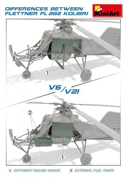 Німецький дослідний вертоліт 1/35 Flettner Fl 282 Kolibri V-21 MiniArt 41003 , збірна модель Колібрі Мініарт MA41003 фото