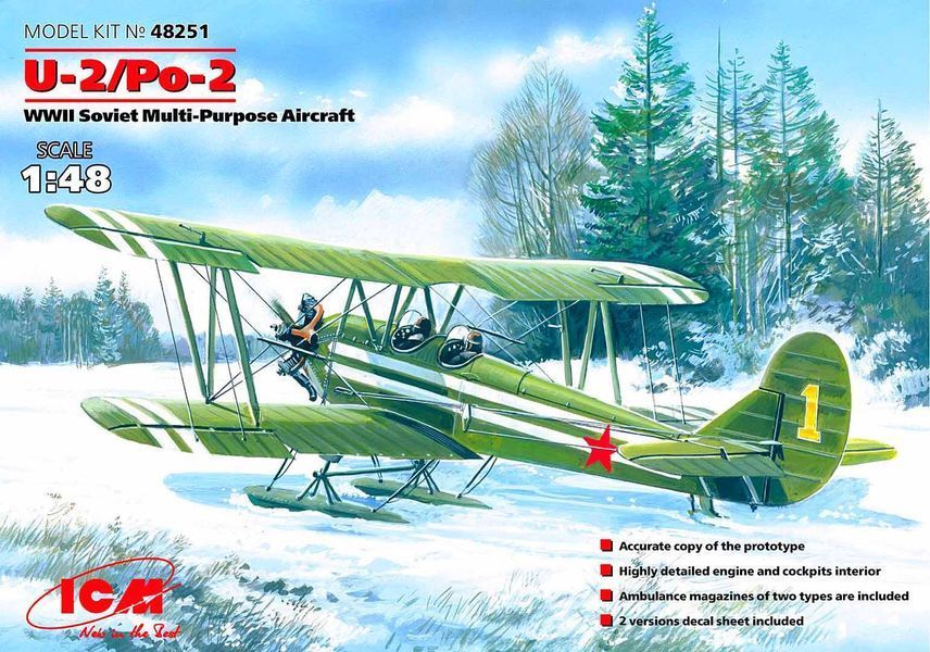 Сборная модель ICM 1/48 У-2/По-2, Советский многоцелевой самолет 2 Мировой войны 48251 ICM48251 фото