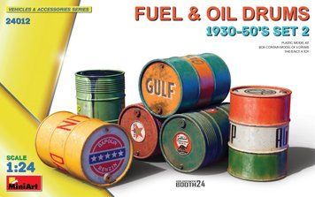 Бочки для пального та олії 1/24 1930&ndash;50 (Fuel & Oil Drums 1930-50'S) MiniArt 24012 , збірна модель Мініарт MA24012 фото