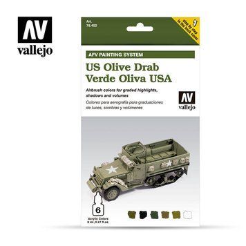 Набір акрилових фарб для аерографу Model Air Оливковий Сірий Армії США (US Army Olive Drab) 6 шт VAL 78402 VAL 78402 фото