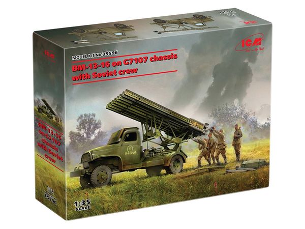 Сборная модель ICM 1/35 БМ-13-16 на шасси G7107 с советским расчетом 35596 ICM35596 фото