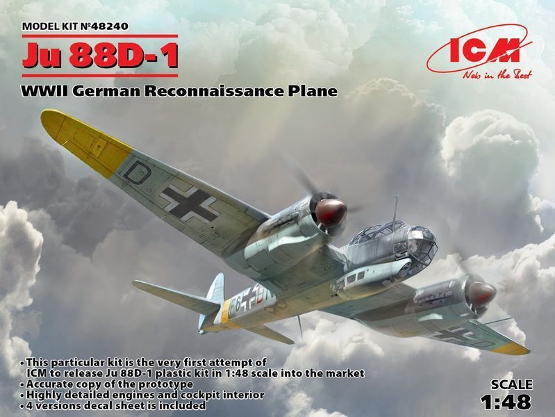 Сборная модель ICM 1/48 Ju 88D-1, Немецкий самолет-разведчик 2 Мировой войны 48240 ICM48240 фото
