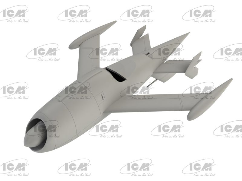 Сборная модель ICM 1/48 Q-2A AQM-34B Firebee с тележкой 1 самолет и тележка 48400 ICM48400 фото