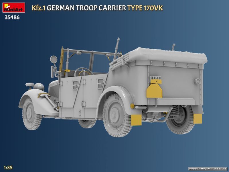 Немецкий штабной автомобиль 1/35 Kfz.1 Type 170VK MiniArt 35486 , сборная модель автомобиль Кфц Миниарт MA35486 фото