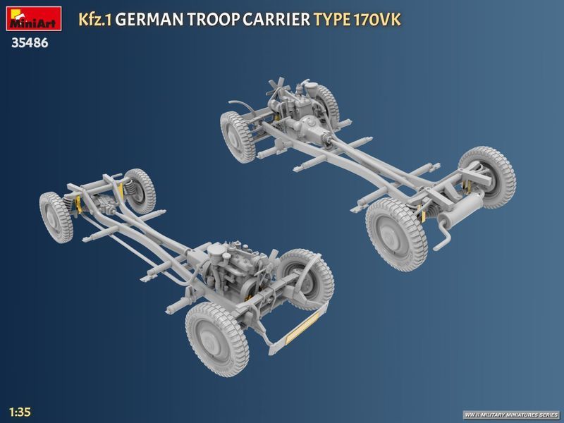Немецкий штабной автомобиль 1/35 Kfz.1 Type 170VK MiniArt 35486 , сборная модель автомобиль Кфц Миниарт MA35486 фото