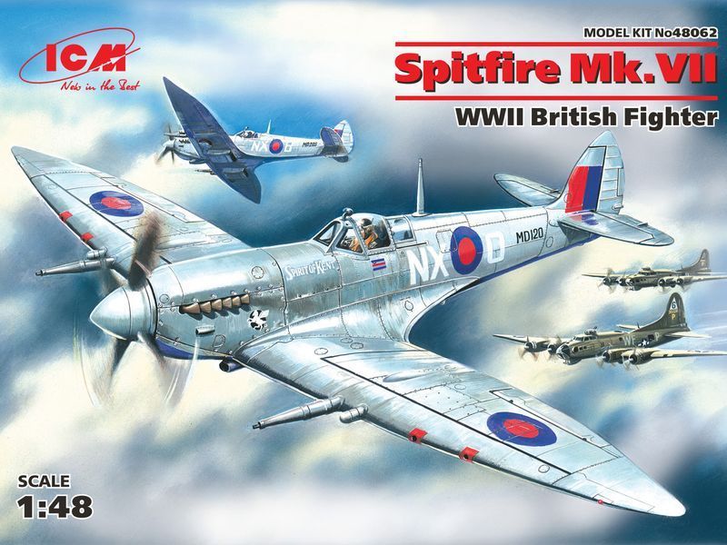 Збірна модель ICM 1/48 Спітфайр Mk.VII, британський винищувач 2 Світової війни (48062) ICM48062 фото