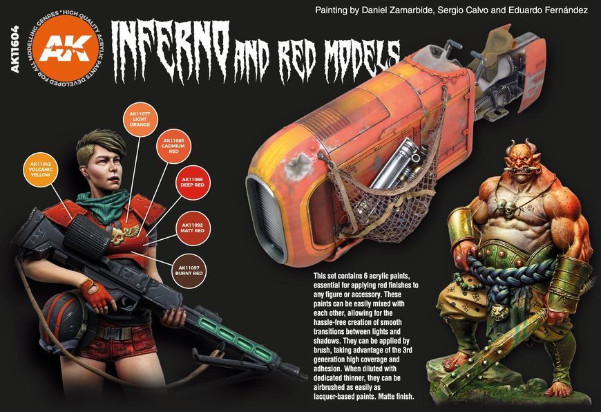 Набір акрилових фарб для аерографу Інферно Та Червоні Істоти (Inferno And Red Creatures) 6 шт. AK-Interactive AK11604 AK11604 фото