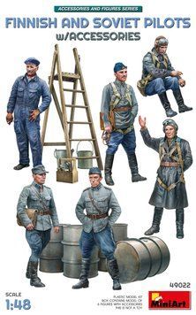 Финские и советские пилоты 1/48 с аксессуарами MiniArt 49022 , сборная модель авиаторы Миниарт MA49022 фото