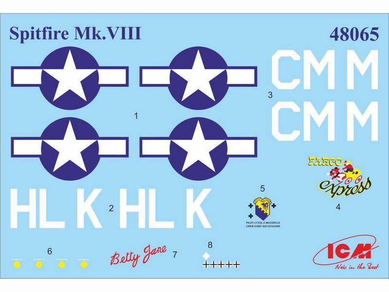 Збірна модель ICM 1/48 Спітфайр Mk.VIII, винищувач ВПС США 2 Світової війни (48065) ICM48065 фото