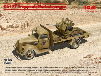 Немецкий 3-тонный грузовик 1/35 G917T с пулеметом Flak 38 2 см (G917T Truppenluftschutzwagen) ICM 35408 ICM35408 фото