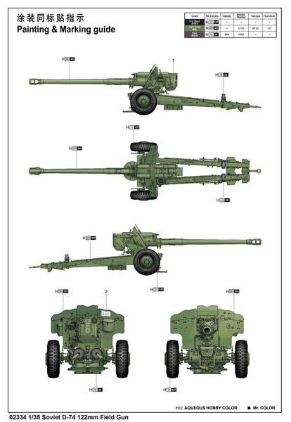 Советская корпусная пушка 1/35 122-мм Д-74 Trumpeter 02334 , сборная модель пушка Д74 Трумпетер TR02334 фото
