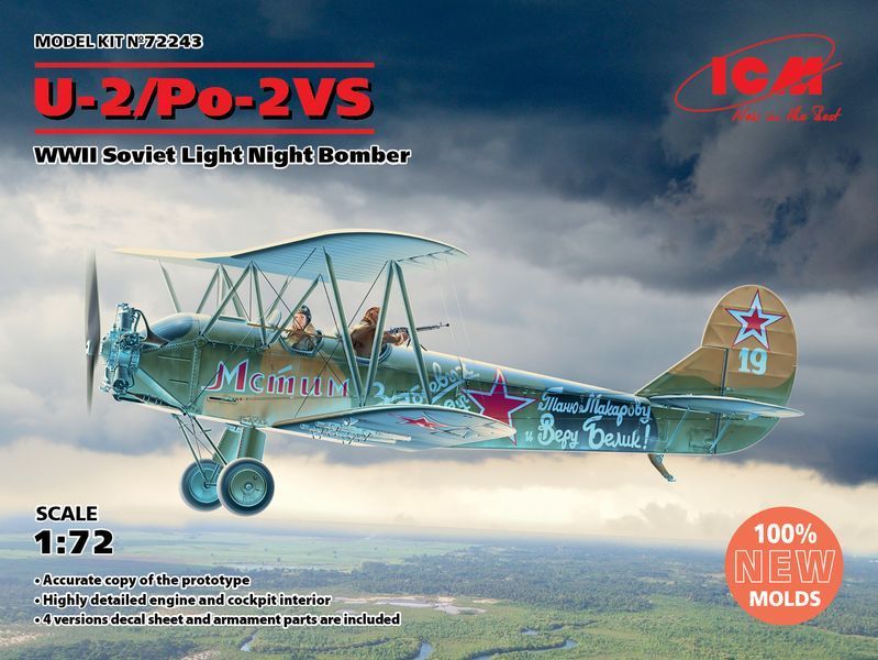 Збірна модель ICM 1/72 По-2 (У-2)ВС, Радянський легкий нічний бомбардувальник II СВ (72243) ICM72243 фото
