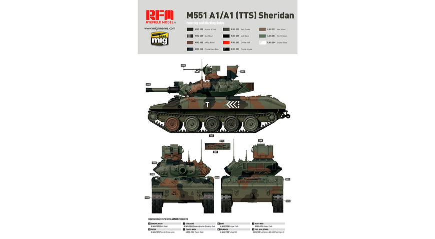 Американский легкий десантный танк 1/35 M551A1/TTS Sheridan Rye Field Model RM-5020 , сборная модель РФМ RM-5020 фото