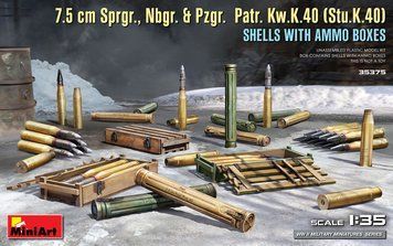 Немецкие боеприпасы 1/35 для KwK.40 (Sprgr, Nbgr. & Pzgr. Patr. Shells) MiniArt 35375 , сборная модель Миниарт MA35375 фото