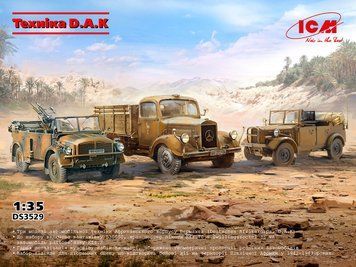 Набор моделей техники 1/35 Африканского корпуса Вермахта (D.A.K. грузовик, транспортер, автомобиль) ICM DS3529 ICMDS3529 фото
