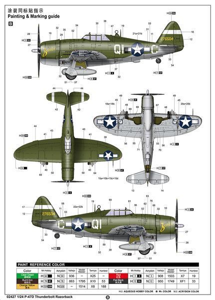 Американский истребитель 1/24 P-47D Thunderbolt Razorback Trumpeter 02427 , сборная модель Трумпетер TR02427 фото
