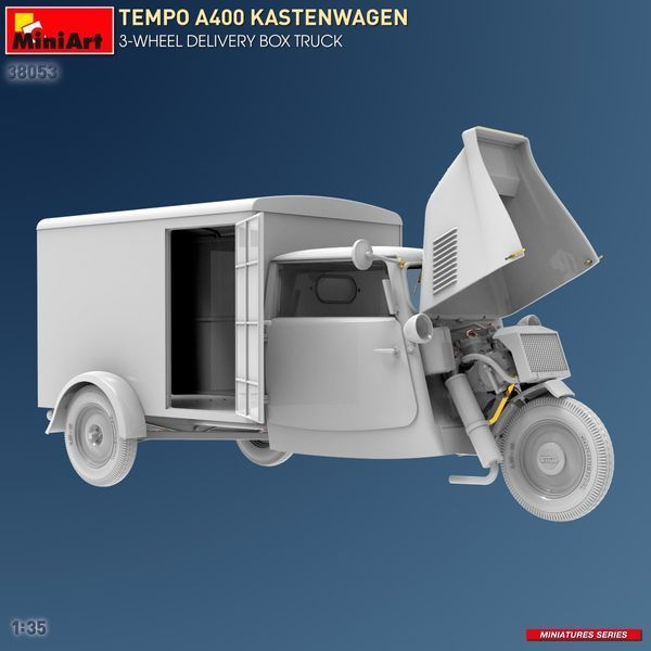 Немецкий фургон доставки 1/35 Tempo A400 Kastenwagen MiniArt 38053 , сборная модель фургон Темпо Миниарт MA38053 фото