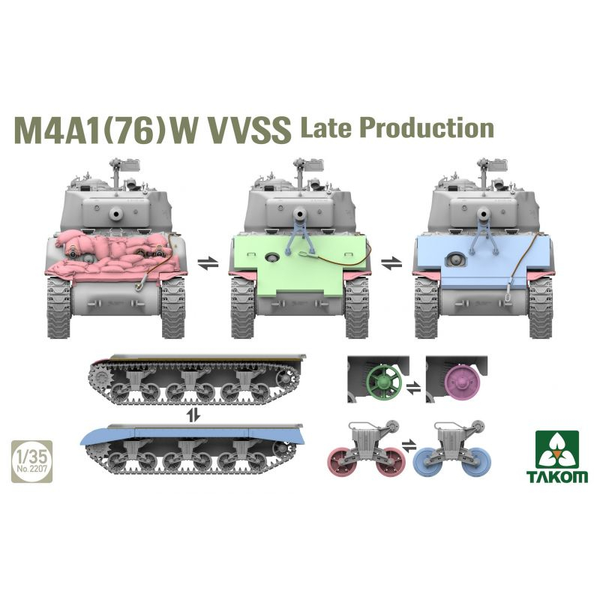 Американский средний танк 1/35 M4A1 76(W) VVSS Late Production Takom 2207 , сборная модель танк Шерман Таком TK2207 фото
