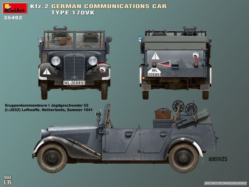 Немецкий автомобиль связи 1/35 Kfz.2 Type 170VK Radio MiniArt 35492 , сборная модель автомобиль Кфц Миниарт MA35492 фото