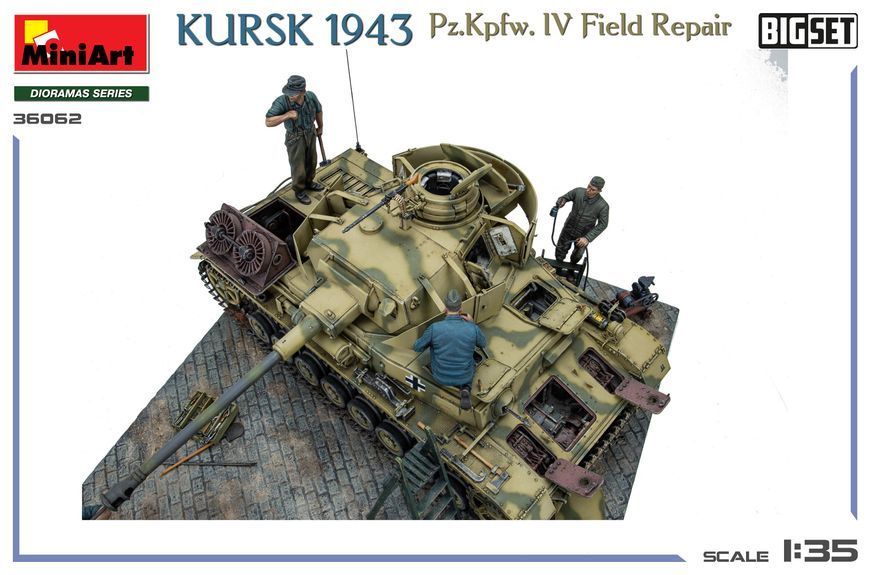 Ремонт танка в полевых условиях 1/35 Pz.Kpfw. IV (Курск, 1943) MiniArt 36062 , диорама полевой ремонт Миниарт MA36062 фото