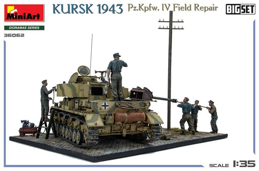 Ремонт танка в полевых условиях 1/35 Pz.Kpfw. IV (Курск, 1943) MiniArt 36062 , диорама полевой ремонт Миниарт MA36062 фото